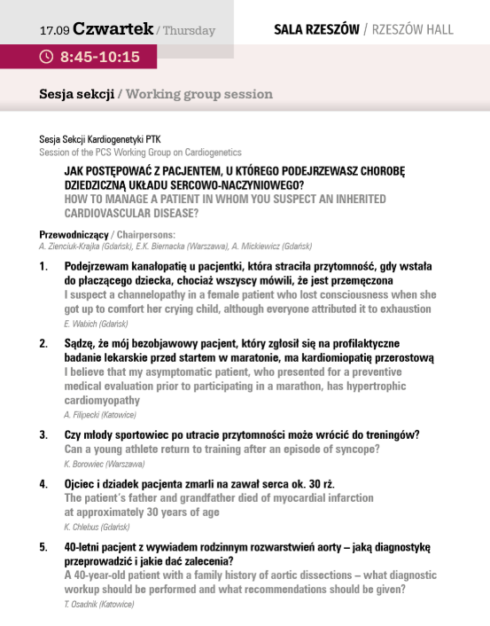 Sesja Sekcji Kardiogenetyki